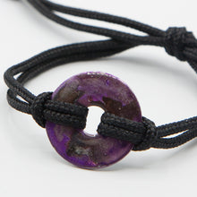 Load image into Gallery viewer, Alcohol Ink Black Nylon Cord Bracelet in Purple, Silver &amp; Black

