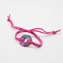 Load image into Gallery viewer, Alcohol Ink Neon Pink Suede Bracelet in Fusha, Silver &amp; Green
