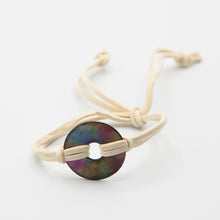 Load image into Gallery viewer, Alcohol Ink Cream Suede Bracelet in Blue, Yellow, Pink &amp; Green
