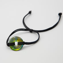 Load image into Gallery viewer, Alcohol Ink Black Nylon Cord Bracelet in Yellow, Teal &amp; Lime Green
