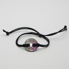 Load image into Gallery viewer, Alcohol Ink Black Nylon Cord Bracelet in Green, Fusha &amp; Cream

