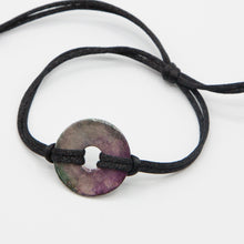 Load image into Gallery viewer, Alcohol Ink Black Nylon Cord Bracelet in Green, Fusha &amp; Cream
