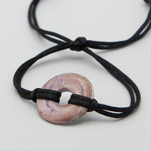 Load image into Gallery viewer, Alcohol Ink Black Nylon Cord Bracelet in Peach &amp; Purple
