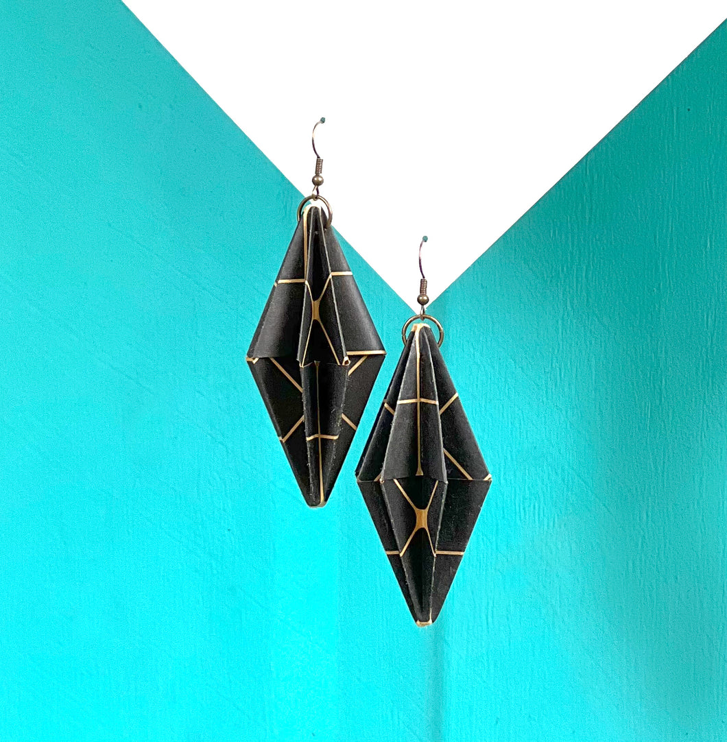 Kraft origami earring baubles in various patterns and colors