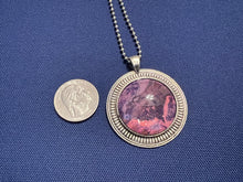 Load image into Gallery viewer, Pendant ball chain necklace in purple, lilac and pink with antique silver finish
