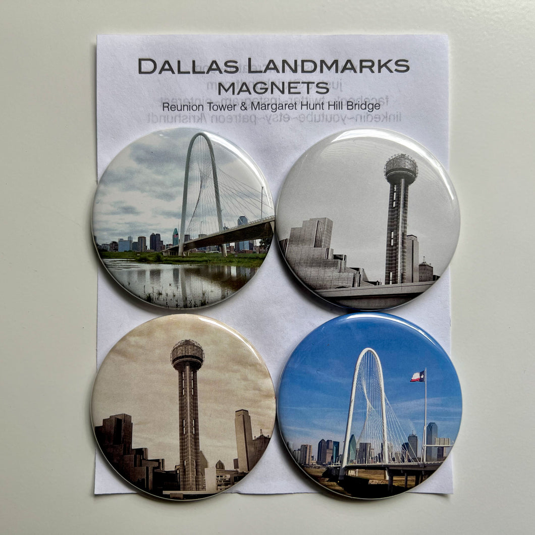 Refrigerator magnet sets, photography of Dallas Landmarks