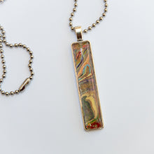 Load image into Gallery viewer, Pendant Necklace in Yellow &amp; Peach, Fluid Art Necklace, Ball Chain Necklace, Jewelry
