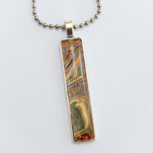 Load image into Gallery viewer, Pendant Necklace in Yellow &amp; Peach, Fluid Art Necklace, Ball Chain Necklace, Jewelry
