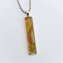Load image into Gallery viewer, Pendant Necklace in Red, Yellow &amp; Green, Fluid Art Necklace, Ball Chain Necklace, Jewelry
