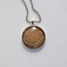 Load image into Gallery viewer, Pendant Necklace in Browns &amp; Tans Pour Paint Necklace, Ball Chain Necklace, Jewelry
