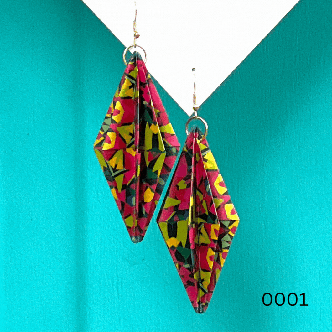 Origami earring baubles in various designs and colors
