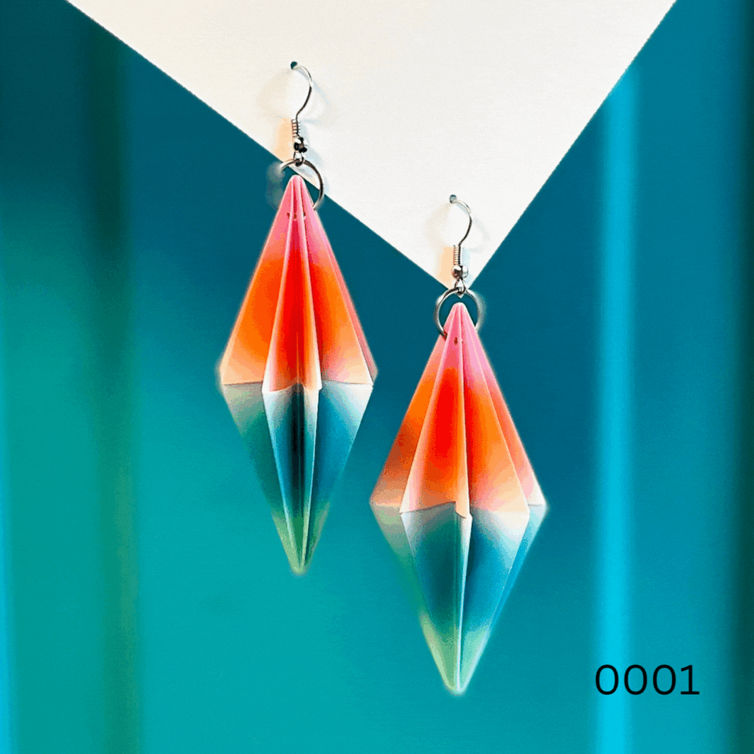 Origami earring baubles in popsicle colors in various designs